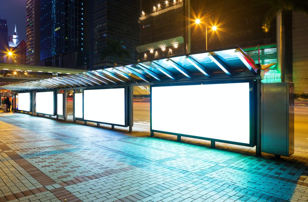 Blank advertising panel on street